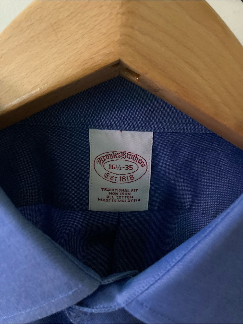 Brooks Brothers Traditional Fit Non-Iron Dress Shirt Blue 16.5 35 L button down